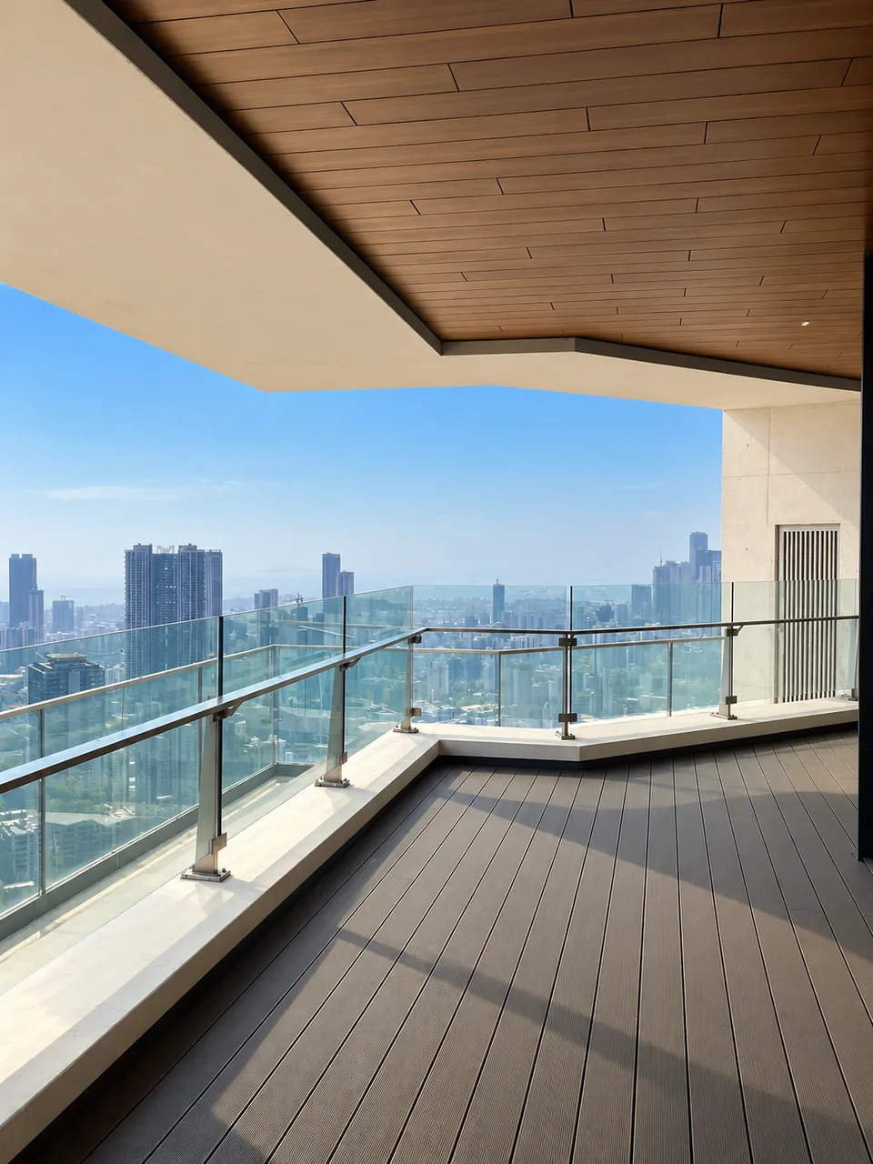 Balcony with glass balustrade railing at Palis Royale