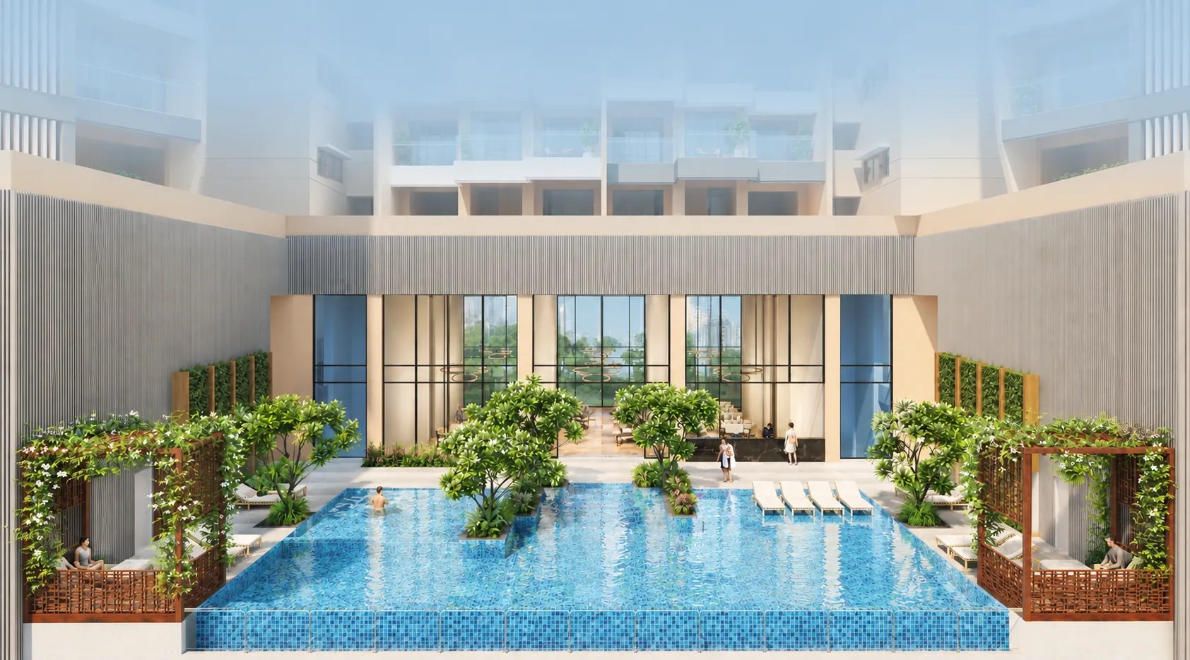 Courtyard swimming pool at Prestige Mulund Realty