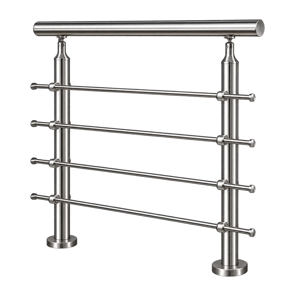 Stainless railing with four horizontal rods