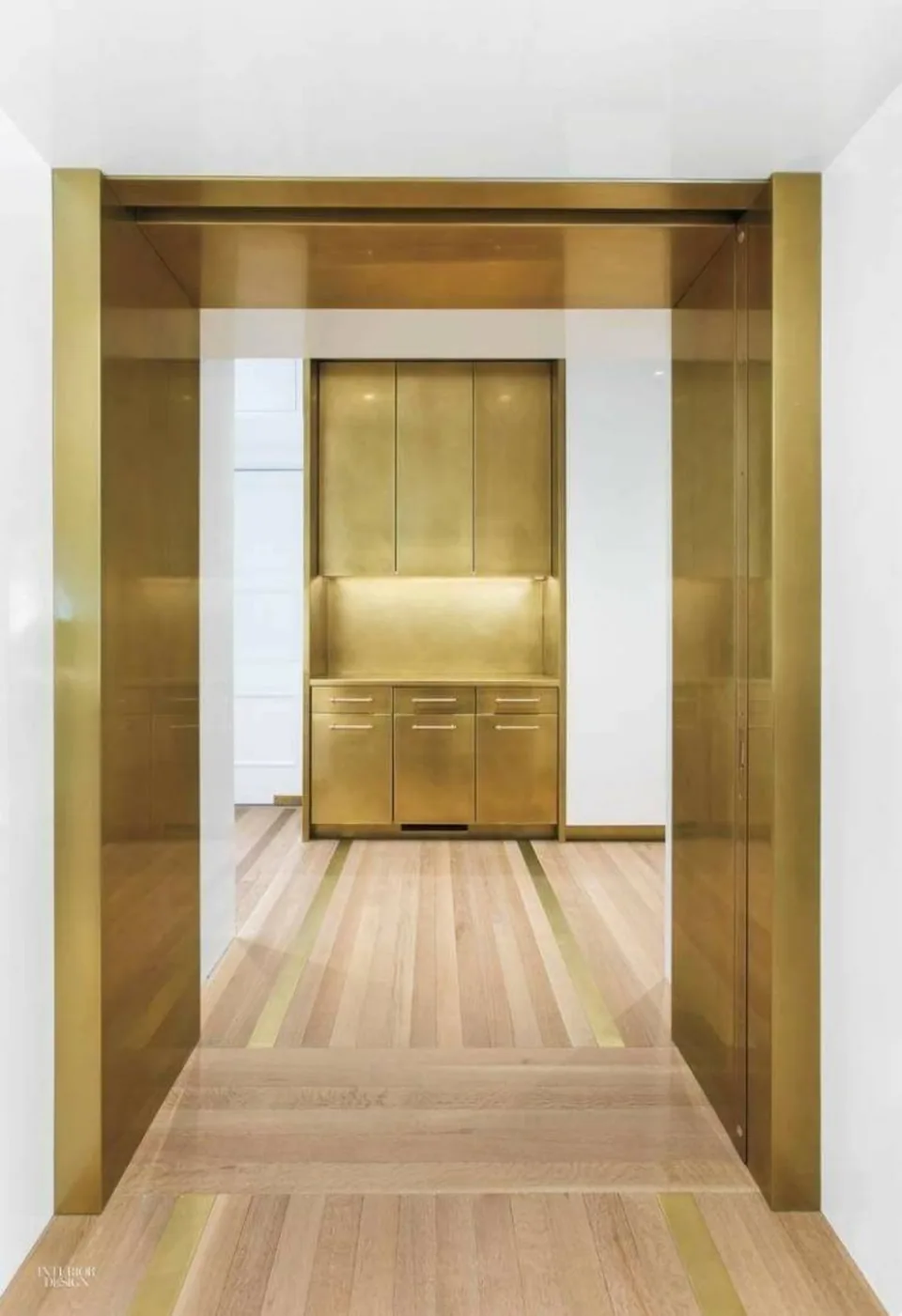 Brass-clad lift lobby